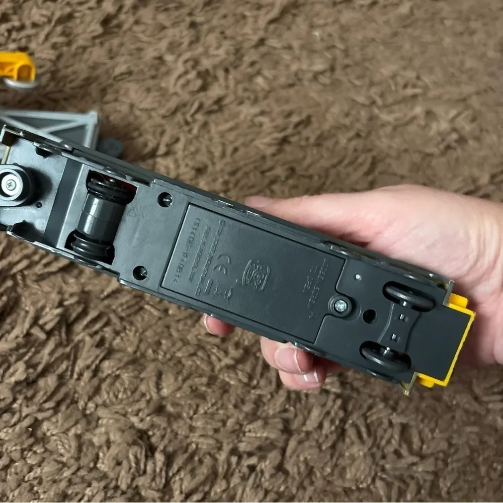 Caterpillar Yellow Black Toy Train with Crane Car Kids Toy Motorized